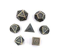 DollaTek 7 PCS Metal Dice Set DND Game Polyhedral Solid Metal D&D Dice Set with Storage Bag and Zinc Alloy with Enamel for Role Playing Game Dungeons and Dragons(Antique Roll Plating Silver)