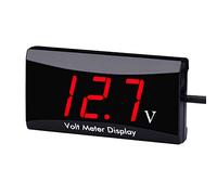DollaTek Digital Car Voltmeter Gauge for DC 12V Boat Car Motorcycle - Waterproof LED Voltmeter with Red font Display