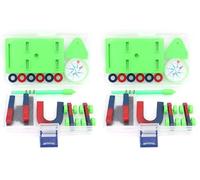 DollaTek Physical magnet experiment set popular science U-shaped round bar magnet, iron powder box magnetic levitation experiment equipment (Pack of 2)