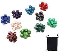 DollaTek Polyhedral Dice Set 10 Complete Dice Sets(70 Pieces) of D4 D6 D8 D10 D% D12 D20 Compatible with Dungeons and Dragons DND RPG MTG Table Games