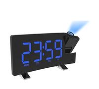 DollaTek Projection Alarm Clock for Bedroom Digital Ceiling Radio Alarm Clock with Dual Alarm Clocks 4 Dimmer 180 ° Rotatable Large LED Screen - Black shell Blue word