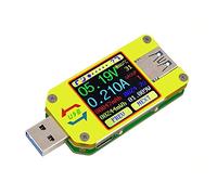 DollaTek UM34C USB Meter Tester Voltage Current Bluetooth Battery Power Charger Voltmeter Ammeter Multimeter Tester, 1.44 Inch Color LCD Display USB 3.0 Type- C Cable Resistance Load Impedance Meter