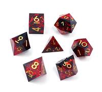 DollaTek Upscale Resin Transparent Dnd dice set Polyhedral Dice rpg dice dados rol D4 D6 D8 D10 D12 D20 Dice Set - Red