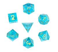 DollaTek Upscale Resin Transparent Dnd dice set Polyhedral Dice rpg dice dados rol D4 D6 D8 D10 D12 D20 Dice Set - Blue