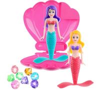 Dollbie Pool Swimming Diving Toy Set include 2pcs Mermaid Princess Dolls,One Shell Gem Toy and 7pcs Diamonds Accessories, Kids Party Supplies Gifts & Water Toys for Kids