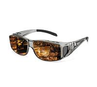 Dollger Night Driving Glasses for Men Women Wrap Around Anti Glare Polarized HD Yellow Night Vision Glasses Grey