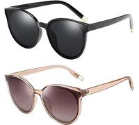 Dollger Polarized Oversized Sunglasses for Mens Womens Trendy Cateye Sun Glassses Designer Retro Ladies Sunglasses with UV Protection Black+Tee