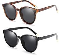 Dollger Polarized Oversized Sunglasses for Mens Womens Trendy Cateye Sun Glassses Designer Retro Ladies Sunglasses with UV Protection Black+Leopard