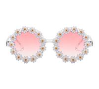 Dollger Retro Flower Glasses for Womens Girls Round Daisy Sunglasses Fashion Eyewear for Party,Disco, Festival