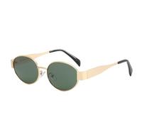 Dollger Retro Oval Polarized Sunglasses Womens Mens Ladies Designer Metal Fashion Frame UV400 Protection, Green