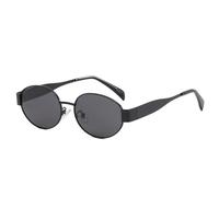 Dollger Retro Oval Polarized Sunglasses Womens Mens Ladies Designer Metal Fashion Frame UV400 Protection, Black