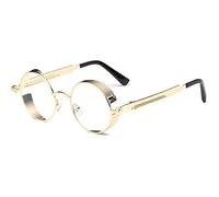 Dollger Retro Steampunk Style Sunglasses Round Metal Circle Frame Eyewear for Men Women Clear Lens+Gold Frame