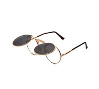 Dollger Round Retro Sunglasses Steampunk Sunglasses Flip Up Sunglasses for Men Women(Black Lens+Rose Gold Frame)