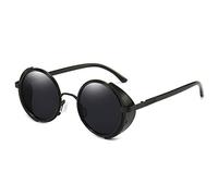 Dollger Steampunk Style Round Retro Sunglasses - Small Metal Frame Classic Vintage UV Protection Eyewear for Men Women