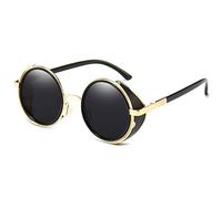 Dollger Steampunk Style Round Retro Sunglasses - Small Metal Frame Classic Vintage UV Protection Eyewear for Men Women