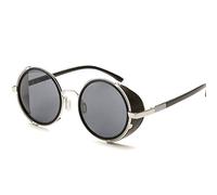 Dollger Steampunk Style Round Retro Sunglasses - Small Metal Frame Classic Vintage UV Protection Eyewear for Men Women
