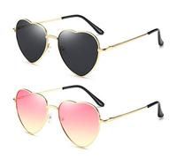 Dollger Sunglasses Womens Heart Shaped Sunglasses Thin Metal Frame Lovely Heart Style for Ladies UV400 Protection