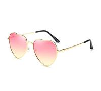 Dollger Sunglasses Womens Heart Shaped Sunglasses Thin Metal Frame Lovely Heart Style for Ladies UV400 Protection (Pink Gradient Lens+gold Frame)