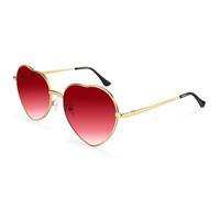 Dollger Sunglasses Womens Heart Shaped Sunglasses Thin Metal Frame Lovely Heart Style for Ladies UV400 Protection (Rose Red Gradient Lens+gold Frame)