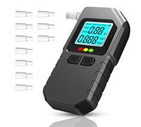 DOLLGIFT Breathalyzer & Alcohol Tester, High Precision Professional Breathalyser with LED Display Voice Notification Memory Function for Home, Car, Personal Use and Parties, 10 Mouthpieces Included