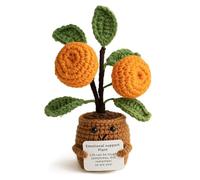 DOLLGIFT Handmade Emotional Support Crochet Orange Tree with Inspirational Card, Positive Plant for Women, Men, Friend, Family Birthday, Funny Knitted Plant Toy for Motivational Office Desk Decor