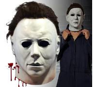 DOLLGIFT Michael Myers Mask for Adult Kids, White Halloween Cosplay Costume, Scary Mask Original Michael Myers Face, Full Head Michael Myers Masks with Hair (1978)