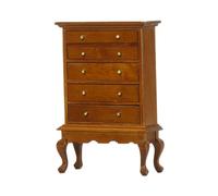 Dollhouse 5 Drawer Dresser Miniature 1:12 Scale for Bathroom Dollhouse Brown