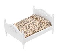 Dollhouse Bed 1:12 Scale, Vintage Double Bed Wooden Furniture Miniatures White