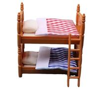 Dollhouse Bed Cute Lifelike Bunk Bed 3.7x2.4x3.9 Inch Square Grid Toy Funny DIY Accessories Dollhouse Furniture for Girls Kids Children Role Playing Toy Doll Bunk