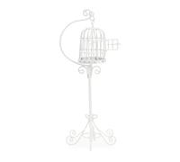 Dollhouse Birdcage 1:12 Scale Accessories Miniature Bird Cage Floor Stand Openable Cage Alloy Birdcage Model Mini House Decoration Ornament (White)