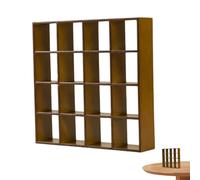 Dollhouse Bookshelf Realistic Wooden 1:12 Miniature Bookshelf 16 Grid Mini Display Shelf Wall Rack Stand Dollhouse Furniture for Accessories Decorations Walnut Color, Shelf