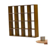 Dollhouse Bookshelf Realistic Wooden Dolls House Furniture 1/12 Scale 16 Grid Mini Display Shelf Wall Rack Stand Dollhouse Furniture for Dollhouse Accessories Decorations Walnut Color