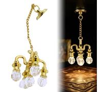 Dollhouse Chandelier, Elegant Golden Mini Chandelier Alloy Miniature Lighting Accessory for Realistic Doll House Decor and Creative Play