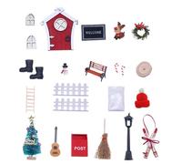 Dollhouse Christmas Decorations 24Pcs/Set DIY Miniature Simulation Fairy Door Xmas Themed Cute Cartoon Dollhouse Furniture