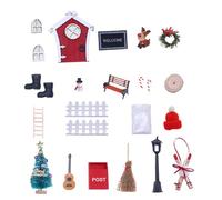Dollhouse Christmas Decorations 24Pcs/Set DIY Miniature Simulation Fairy Door Xmas Themed Cute Cartoon Dollhouse Furniture