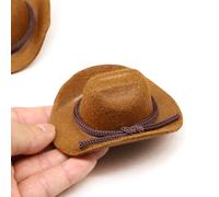 Dollhouse Cowboy Hat, Miniature Cowboy Hat, 1:6 Scale Miniature Soft Cowboy, Mini Hat, Brown/Black, American Old West Hat, for Dollhouse Craft Supplies (2PCS) (Brown)