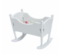 Dollhouse Cradle Miniature Rocking Cradle Nursery Cradle Infant Cradle Lifelike Action Birch Frame Plywood Panels Soft Patterned Mattress Suitable for