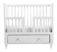 Dollhouse Crib, 1/12 Scale Wooden Dollhouse Bed Miniature Baby Crib Mini Furniture Baby Bed Model Nursery Accessories for Decor 1 12 Scale Accessories