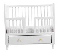 Dollhouse Crib, 1/12 Scale Wooden Dollhouse Bed Miniature Baby Crib Mini Furniture Baby Bed Model Nursery Accessories for Decor 1 12 Scale Accessories