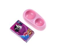 Dollhouse Dog Bowl Miniature Pet Food with Plate 1:12 Dollhouse Model Accessories 2PCS Party Favour