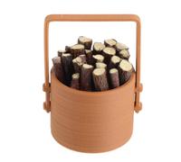 Dollhouse Firewood Bucket Set 1: 12 Scale Plastic Vintage Fireplace Decor | Miniature Firewood, Ash Bucket with Lid, Wood Rack, Quick Placement, No Glue or Tools Required