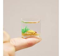 Dollhouse Fish Tank, Miniature Round and Square Goldfish Tank, Mini Fish Tank Bowl, Miniature Goldfish Aquarium, for Dollhouse Miniature, Fairy Garden, Diorama Decoration (Square Tank)