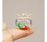 Dollhouse Fish Tank, Miniature Round and Square Goldfish Tank, Mini Fish Tank Bowl, Miniature Goldfish Aquarium, for Dollhouse Miniature, Fairy Garden, Diorama Decoration (Round Tank)