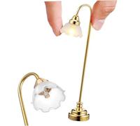 Dollhouse Floor Lamp, 1:12 Scale Flower-Shaped Dollhouse Lights, 4 Inch Glass & Metal Dollhouse Lighting, Battery Powered LED Dollhouse Chandelier for Dollhouse Settings