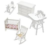 Dollhouse Furniture 1 12 Scale, 5PCS Wooden Dollhouse Furniture Set, Safe Baby Doll, Mini Bedroom FurnitureDollhouse 1 12 Scale