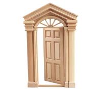 Dollhouse Furniture, Classical Style Wooden Dollhouse Door, 1/12 Scale Miniatures DIY Miniatures Scene Unpainted Door Model for Accessories