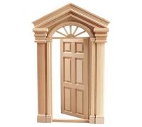 Dollhouse Furniture, Classical Style Wooden Dollhouse Door, 1/12 Scale Miniatures DIY Miniatures Scene Unpainted Door Model for Accessories, Toys