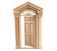 Dollhouse Furniture, Classical Style Wooden Dollhouse Door, 1/12 Scale Miniatures DIY Miniatures Scene Unpainted Door Model for Accessories #·