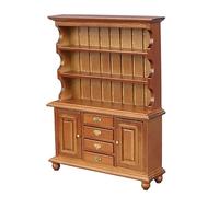 Dollhouse Furniture, Doll Cabinet with Bookcase 1:12 Scale Miniature Dollhouse Vintage Wooden Table Mini Living Room Bedroom Dolls & Accessories DIY Doll House Decorations for Girls