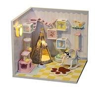Dollhouse Furniture Kit - Combinable Wooden Building Model - Handmade Miniature Collectible with Dust Cover - Creative Gift for Holidays and Birthdays